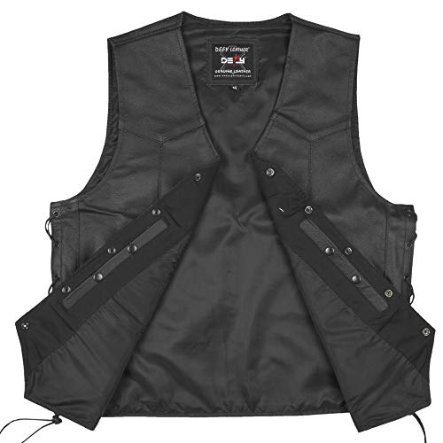 Defy Challenge Your Fear Leather Motorbike Vest Club Style Motorcycle Biker Vest Side Laces Concealed Gun Pockets (Xl, Black) #TOP4