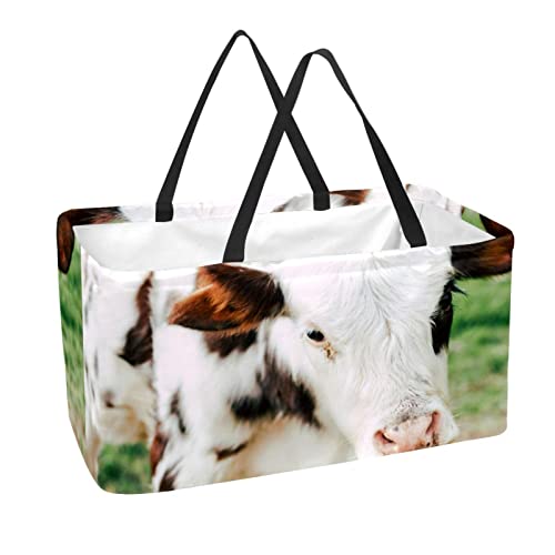 Impression sac à main vache avec grand volume pliable pour faire les courses