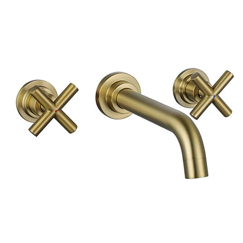 Edouard Rousseau – Mélangeur Lavabo WALL Encastrable Or Brossé – Robinetterie Murale – Bec Fixe – Boîtier d’Encastrement Inclus