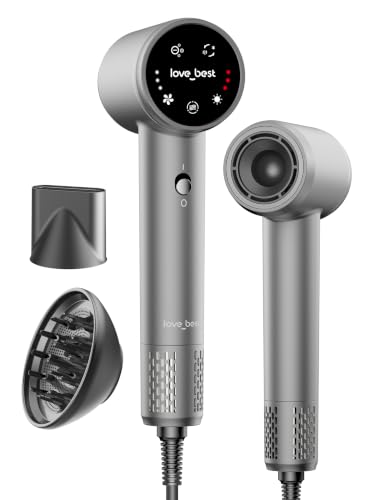 Image of Hair Dryer with Diffuser, Ionic High-Speed Blow Dryer 600 Million Negative Ions, Fast Drying, Quiet & Lightweight Hair Dryer for Women & Men, Smart Touch Screen Professional Hair Dryer for Curly Hair