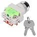Key Switch, 22mm 2 Position Key Switch 220V LAY37-11Y/21 2 Position Key Operated Rotary Starter Switch 2 Positions ON Off Metal Keylock Switch for Mounting Industrial