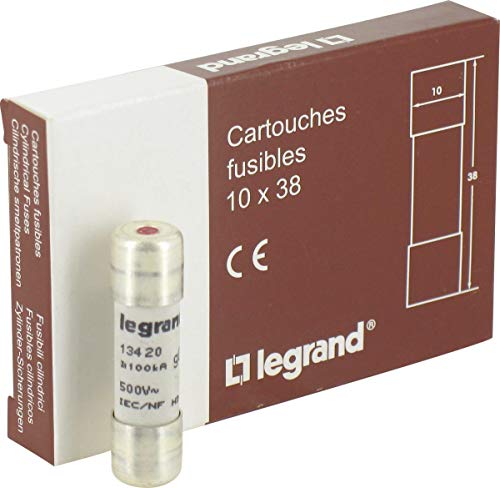 Legrand 013420 Type G Cartouche Industrielle Cylindrique avec Voyant, 10mmx38mm, 20A
