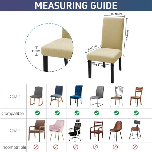 YSTELLAA Stuhlhussen 6er Set, Stuhlhussen Stretch, Sesselüberzug, Universal-Sitzbezug, Waschbar Und Abnehmbar… – Ansicht 5