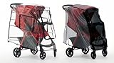 Large Stroller Sunshade & Rain Cover-Protect Your Baby Stroller from Sun, Rain, Wind, Dust-Built in Mosquito Netting-Universal Weather Shield for Baby Carriage