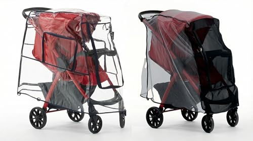 Large Stroller Sunshade & Rain Cover-Protect Your Baby Stroller from Sun, Rain, Wind, Dust-Built in Mosquito Netting-Universal Weather Shield for Baby Carriage