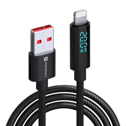 Portronics Konnect View 20W USB to 8 Pin Fast Charging Cable with...