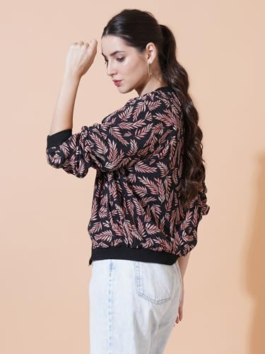 Image of 9 Impression Women's Printed Bomber Jackets | Full Zipper Regular Jacket | Casual Sweatshirt | Oversized Jackets for Women | Outdoor Office Wear Winter Jackets