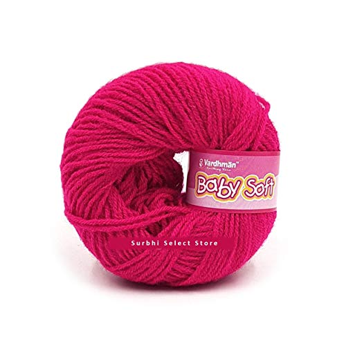 Image of Vardhman BabySoft Knitting Yarn | 100% Acrylic Wool | 4 Ply | Thin Knitting & Crocheting Hook Thread & Lightweight | Special Baby Wool | 150 Grams (6 Balls of 25g) | Machine Washable | Ideal for Blankets, Hats, Booties Ultra-Soft for Baby Sweaters, Blankets, Caps, Socks, Soft toys, Art & craft | Available in multicolors - (BBL093 - Magenta Pink)