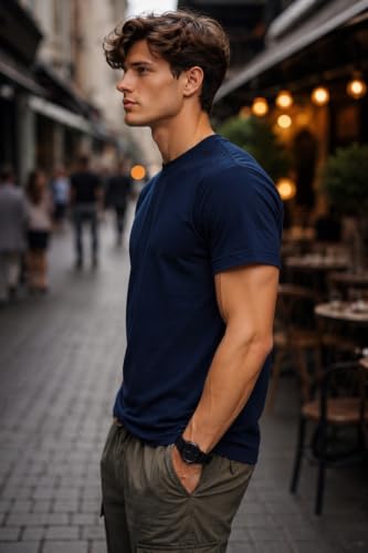 Image of INKKR Men's Solid Round Neck Half Sleeve Classic Cotton Bio-wash T-Shirt | Crew Neck Cotton Tshirt for Men