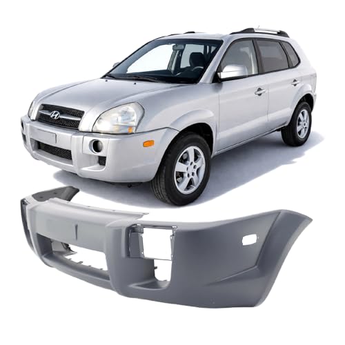 Image of Compatible with Hyundai Tucson 2005-2009 Front Bumper Cover | Primed, With Fog Light Holes, Ready to Paint, OEM 865112E050, HY1000157