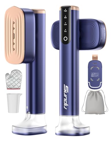 Image of Travel Steamer for Clothes with 180 ml Water Tanks,15s Fast Heat-up,24 g /min Strong Steam Performance, Portable Garment Steamer with Touch Control, Steam Iron Gold Blue