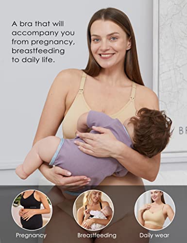 Image of HOFISH Support Nursing Bras for Breastfeeding Medium Impact Maternity & Nursing Sports Bra Seamless Racerback Pregnancy Bra