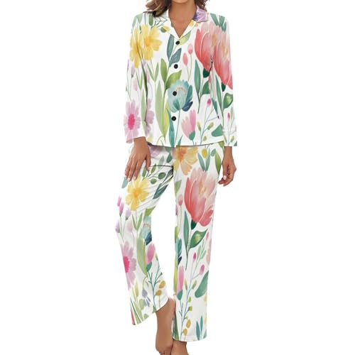 Pyjama grande taille pour femme ensemble de vêtements d'intérieur marguerites