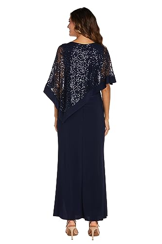 Image of R&M Richards Women's Sequin Lace Poncho Overlay Sheath Dress for Wedding Guest, Cocktail Attire & Evening Occasions