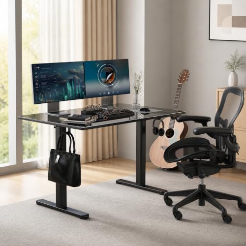 Image of Claiks Glass Standing Desk 48x24 Inch Black