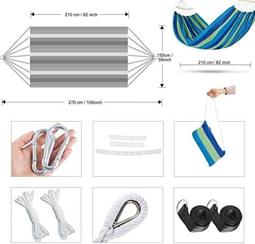 Double Brazilian Hammock 2 Person Canvas Cotton Fabric Hammock With Trees Strap For Patio Garden Balcony Porch Backyard Outdoor And Indoor #TOP4