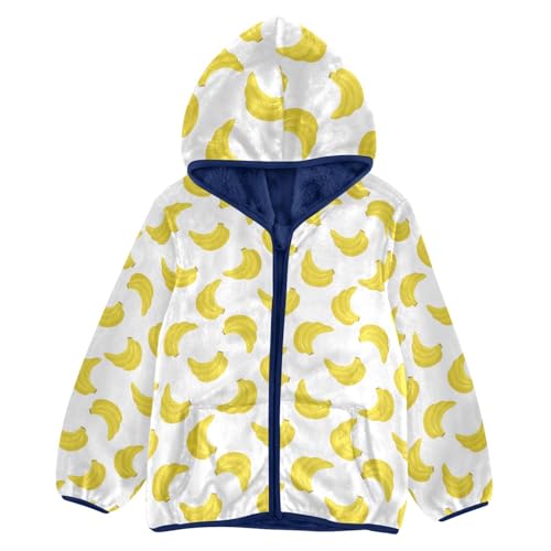 Banana Toddler Fleece Jacket Baby Boys Hooded Zipper Long Sleeve Thick Warm Outerwear 3-10 Years