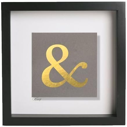 Personalised Gold Silver Copper Leaf Initial/Capital '&' 3D Picture Black/White Box Frame. ALL Letters Avail. Great Gift Idea for Christmas,for Her, Him, Kids, Baby, Weddings & Birthdays