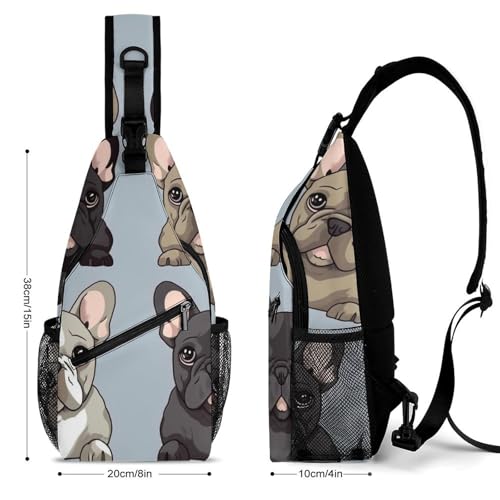 Mochila deportiva tipo bandolera French Bulldog blanca miniatura 2