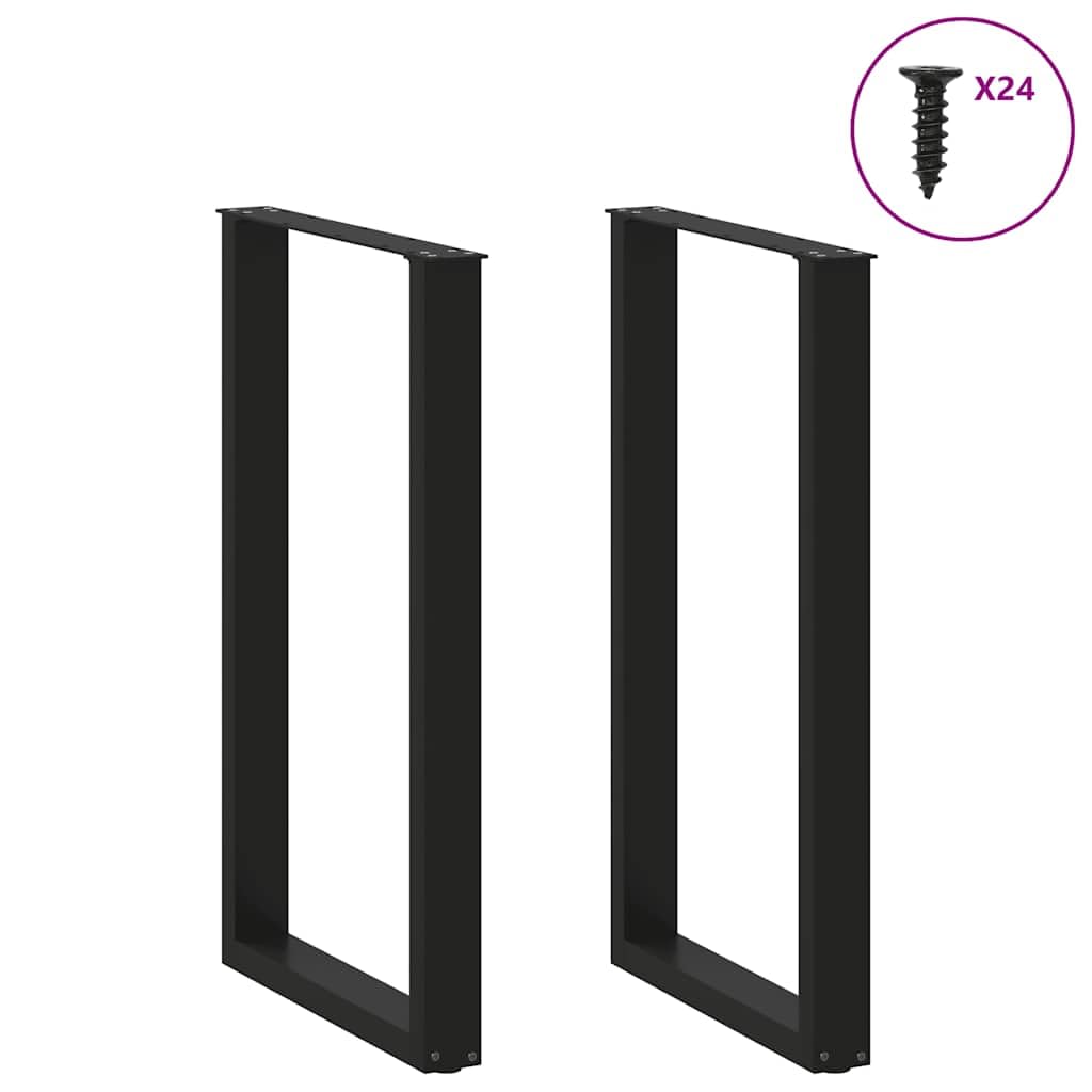 vidaXL Patas para Mesa de Bar en Forma de U (2 Unidades), Color Negro, 60 x 100-101 cm, Acero