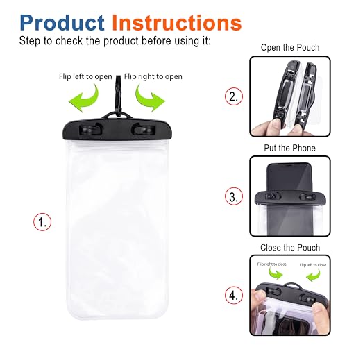 Image of CEDO Waterproof Mobile Pouch Universal Cover Case for All Mobiles Cellphone Dry Bag Compatible for iPhone, Samsung, OnePlus, Realme, Redmi Oppo VIVO All Smartphones Upto 7.2 inches (Black) (Pack of 2)