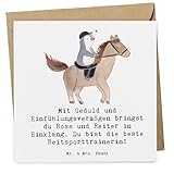 Mr. & Mrs. Panda Grußkarte Reitsport Trainerin Harmonie - Geschenk, Springreiten, Klappkarte, faltkarte, Sportart, Reitausbildung, Reitschule, Danksagung, Glückwunschkarte, Reitcoach, Ross und Reiter