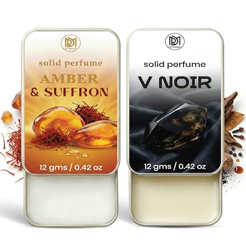 Image of Dr.Mashur Solid Perfume |Amber & Saffron&V Noir Alcohol Free Wax Perfume Balm, Long Lasting | Pocket Tin 12g, Pack Of 2| Non Greasy Smooth Glide, Travel Friendly Unisex Gifts He Or Her