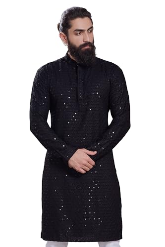 Image of DIVISIVE Men's Sequince Embroidered Cotton Blend Only Slim Fit Kurta
