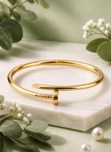 Image of Stylish Gold Plated Bangle for Women | Daily Use Stainless Steel Kada | Anti-Tarnish Waterproof Cuff | Multicolour Crystal Evil Eye | Daily Wear Bracelet For Womens | Premium Gift For Girl