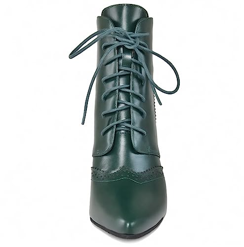 Quimeir Womens Stiletto Ankle Boots Pointed Toe Lace Up High Heel Booties3