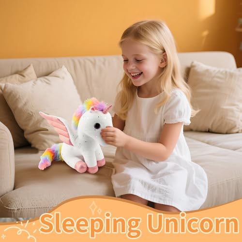 Image of Unicorn Stuffed Animal with Wings, Soft Unicorn Stuffed Animal for Kids Girls Lovers Women, 11.8 Inches Cute Plush Toys Hugging Pillow Plush Animals Gift for Birthday Valentine Christmas Decor White