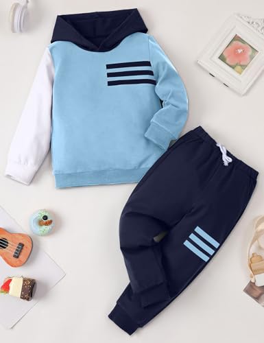 Image of Toddler Boy Clothes Long Sleeve Hoodie Sweatsuits Tops and Pants 2Pcs Boys Fall Winter Outfits Set