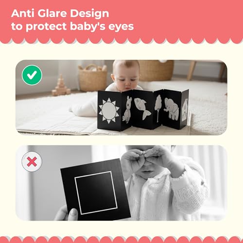 Image of High Contrast New Born Flash Cards for Kids | 12 Objects for Visual Stimulation, Cognitive & Sensory Development of 0-6 Month Old Infants | Self Standing Cards for Enjoyable Tummy Time