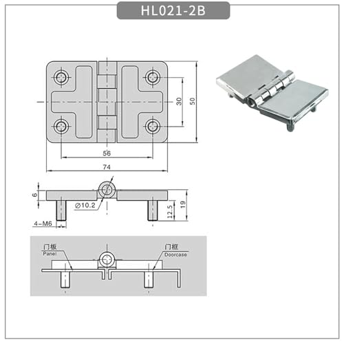 Charnière de porte industrielle HL021-2B avec vis pour boîte de corps - 3