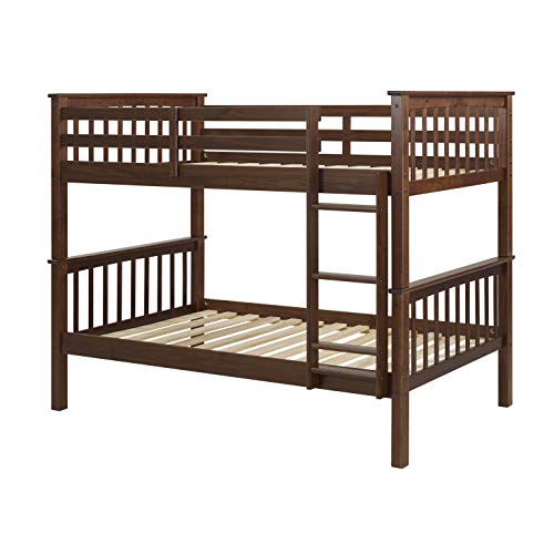 Walker Edison Resende Mission Style Solid Wood Twin Over Twin Bunk Bed, Twin Over Twin, Walnut #TOP4