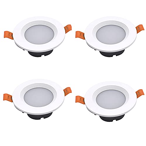 Paquete de 4 focos empotrables para habitación, Luces LED empotrables para Pasillo de Invitados, Luces empotrables de Aluminio para Hotel, 3000 K, 4000 K y 6000 K seleccionables.