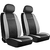 GIANT PANDA Front Car Seat Covers, Bucket Seat Covers, Leather Low Back Auto Seat Covers for Cars, Trucks, Jeep, Van, SUV, Pickup, Airbag Compatible (Grey)