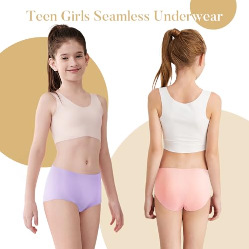 Teen Girls Seamless Underwear Invisible Panties Cotton Soft Breathable No Show Multi Color Pack of 122