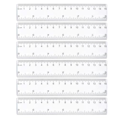 Uskerb 6 Pcs 15cm Ruler Set | Clear Plastic Transparent 6 Inch Rulers for School Office Home Drawing Craft | Durable and Accurate Small Rulers