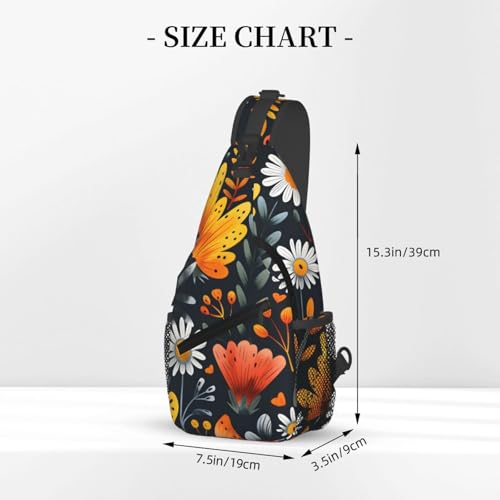 Morrales cruzados unisex con patrón flor mariposa miniatura 3