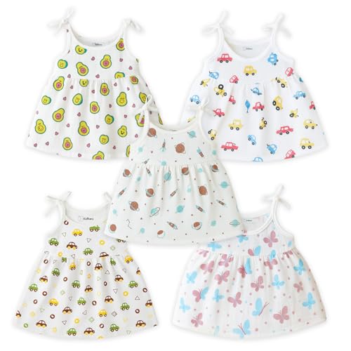 Image of Kidbea Baby Girl Dresses | Muslin Frock for Girls Summer Wear | Soft Breathable Cute Printed Frock with Tie-Up Closure