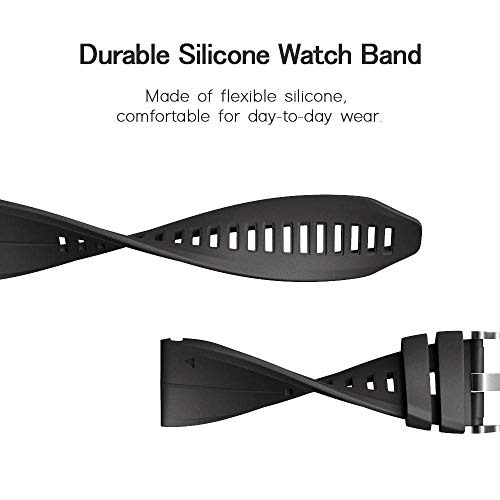 Image of NotoCity Compatible Fenix 5+ Bands: Fenix 7X Sport, 8, 5X Plus, 6X Silicone Replacement Watch Strap in Black /Orange (47mm /51mm)