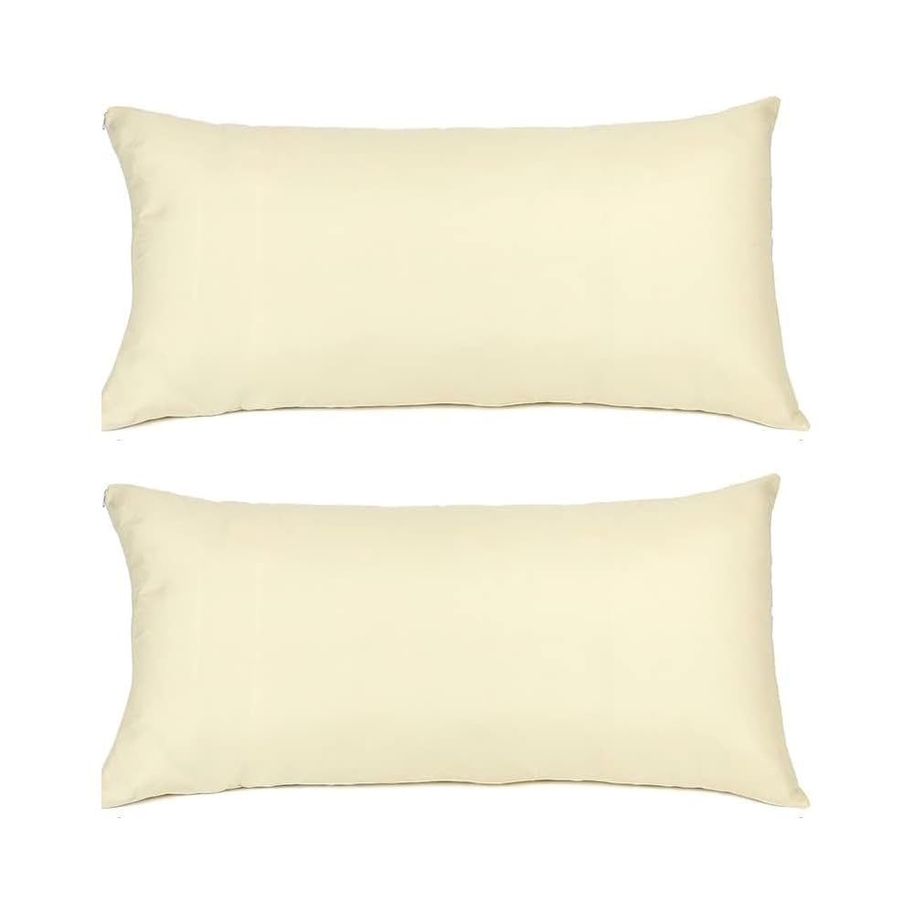 PLUS HOME Pack 2 Fundas de Almohada de Microfibra con Cremallera cómoda,Funda Transpirable antipelotillas,no Pierde Color,no Encoge, 45 * 90