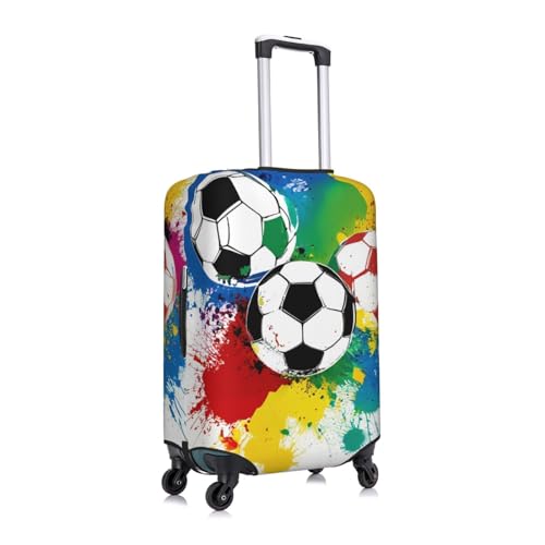 Travel Luggage Suitcase Zipper Closure Baggage Cover Fits 18-32 inch Suitcase, Anti-Scratch Luggage Case Protective Cover, Splash Ink Colorful Paint Football Soccer Ball3