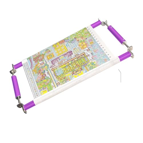Image of Couple Embroidery Art Embroidery Clip Frame Cross Stitch 4 Slot Presser Heavy Duty Embroidery Bandage Embroidery Frame Needlepoint Frame Embroidery Scroll Frame Embroidery Frames (Purple)