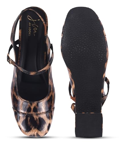 Image of JM LOOKS Women's Square Toe Block Heel Mules with Adjustable Strap & Comfortable Sole - Stylish Buckle Design