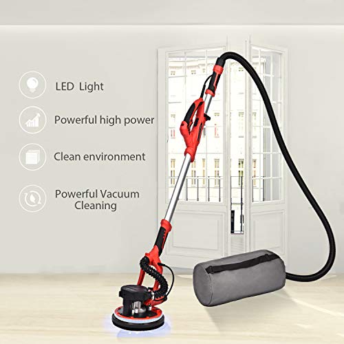 FULLWATT 800W Electric Drywall Sander 5 Variable Speed with Auto Dust Collection System and 6 Sand Pads Drywall Vacuum