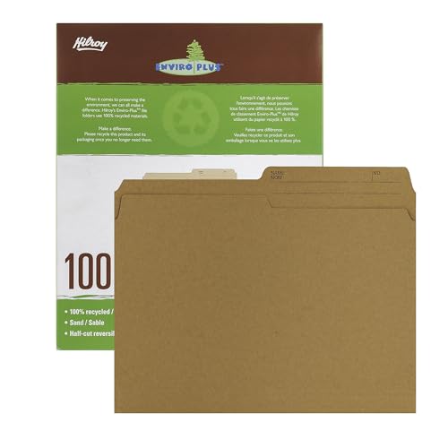 Hilroy Enviro-Plus Recycled File Folders, Letter Size, 100 Per Box, Sand Colour (55074) image 6