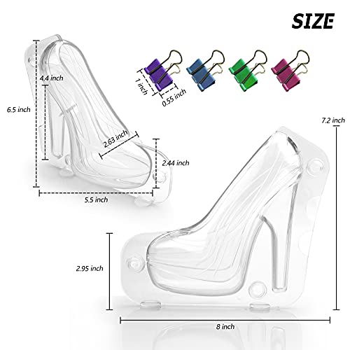 Image of Sakolla High Heel Shoe Chocolate Molds, 3D Shoe Candy Molds Large Thick Soled Stiletto Molds with 4 Clips Cake Decoration for Wedding Birthday Party Baking Pastry Tool