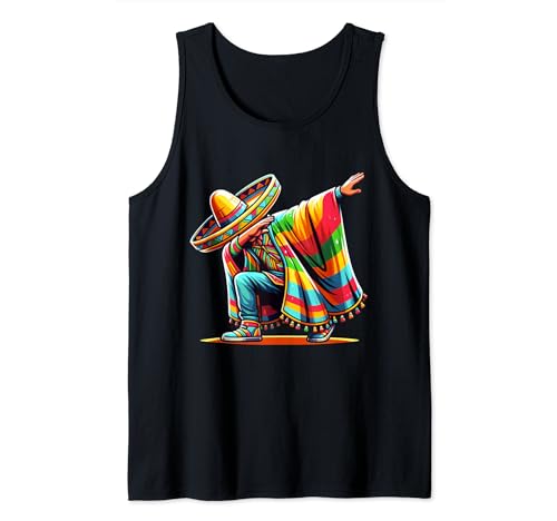 Dabbing Mexican Sombrero Dab Poncho Funny Cinco de Mayo Tank Top